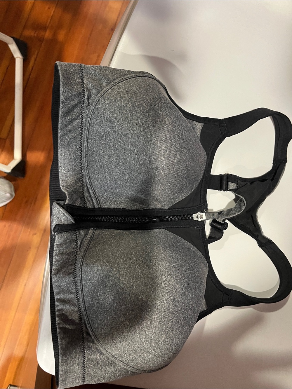 Calia Grey Front-Zip High-Support Sports Bra